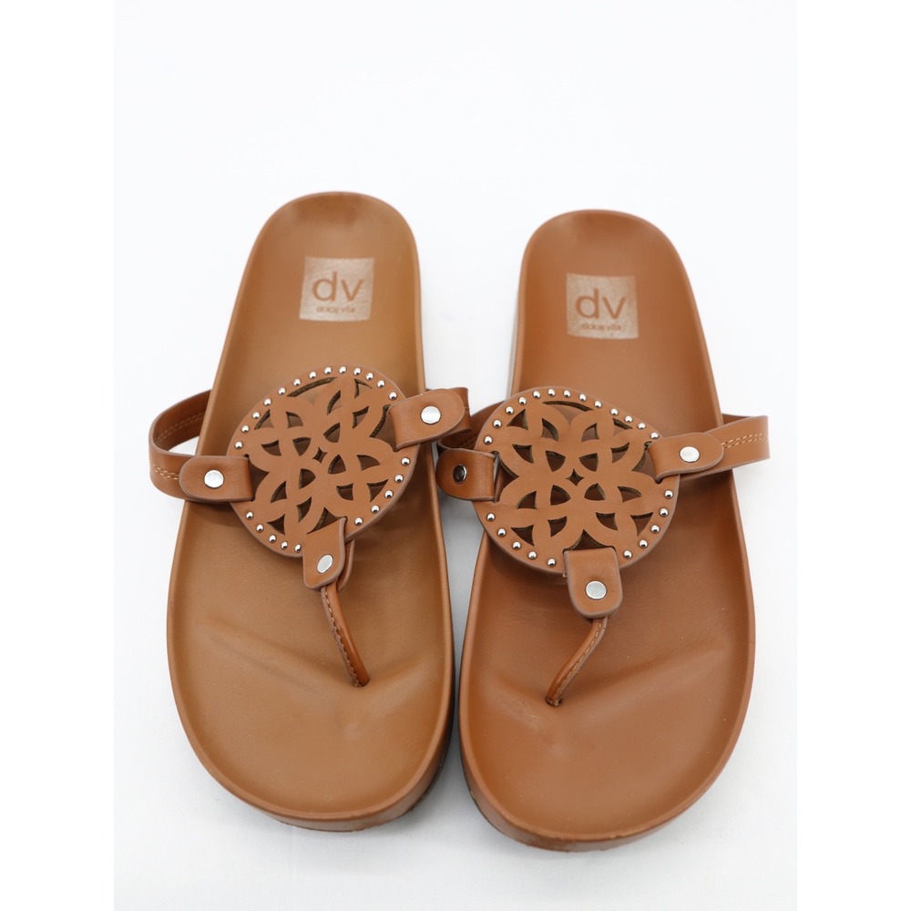DV Dolce Vita Pandora Footbed Thong Sandals Tan Boho Summer Size 9 - Picture 2 of 8